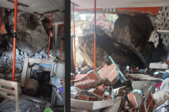Imagens do interior da casa de derrocada fatal