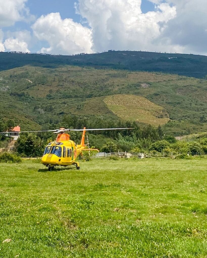 Ponte de Lima: Resgate em acidente de trabalho grave. Veja as imagens da operação em Estorãos resgate estrãos corte perna