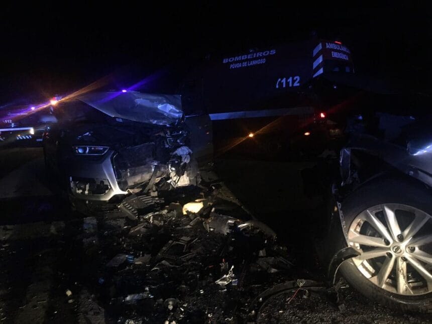 EN103: Criança entre os três feridos de violenta colisão entre carros na Póvoa de Lanhoso Acidente EN103 BV Povoa Lanhoso Braga