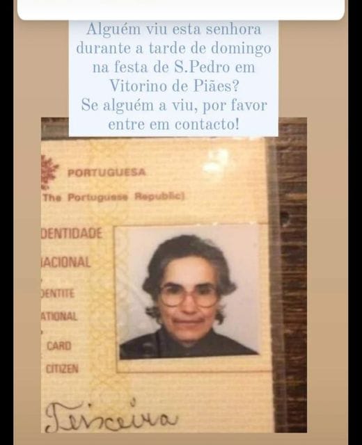 Ponte de Lima: Maria Teixeira está desaparecida em Vitorino de Piães Desaparecida em Vitorino Piães