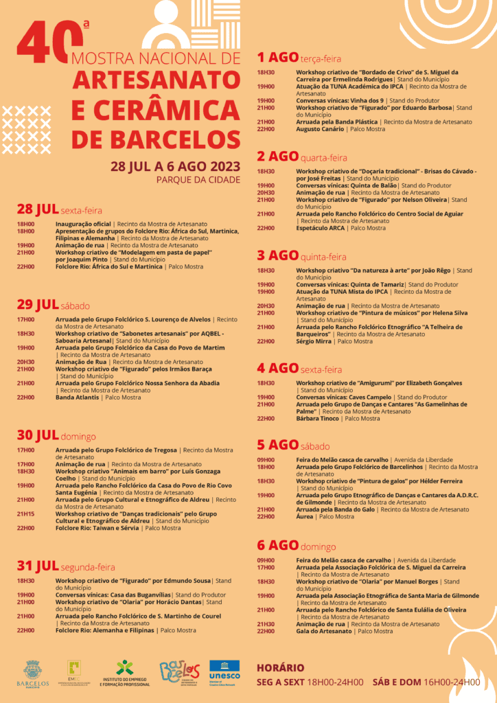 Programa 40.a Mostra de Artesanato e Ceramica de Barcelos