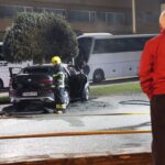 carro de matricula espanhol arde por horal axis ofir