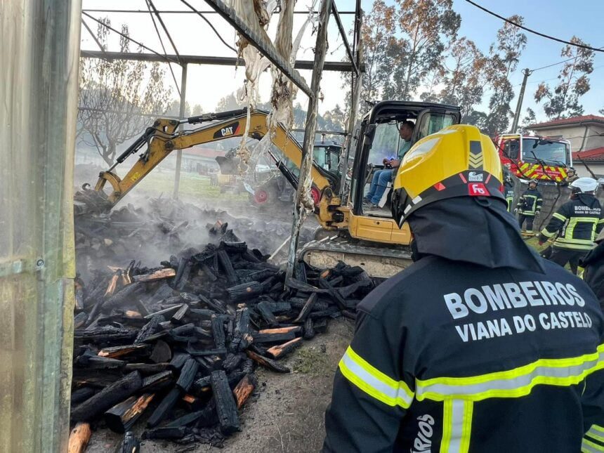 Viana: Incêndio consumiu estufa onde estava lenha em Alvarães incendio estufa alvaraes