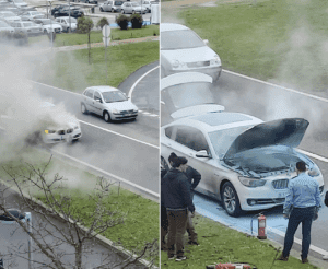 Carro arde na Póvoa de Varzim na rua 25 de abril Póvoa de Varzim Carro Arde