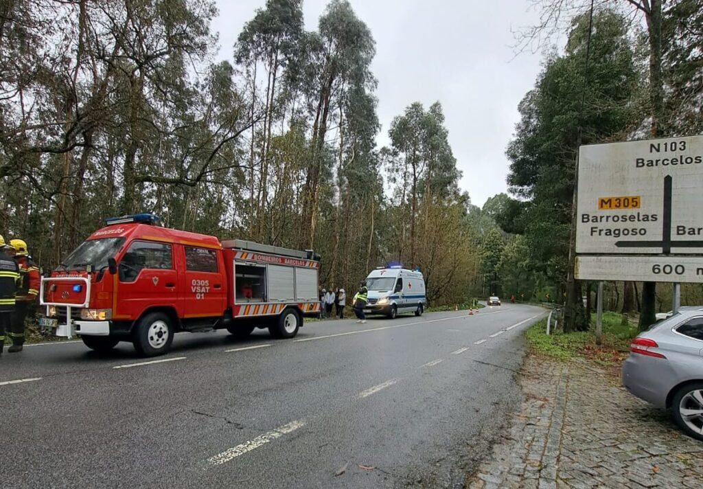 Esposende: Despiste seguido de capotamento na EN103 faz um ferido despiste acidente E24 Forjães EN103