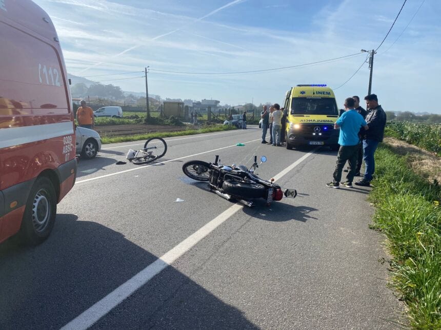 Esposende: Colisão entre mota e bicicleta faz dois feridos Esposende acidente