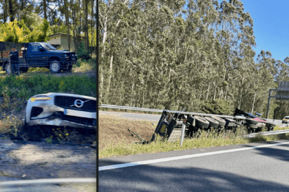 A28 camiao capotado talude barcelos
