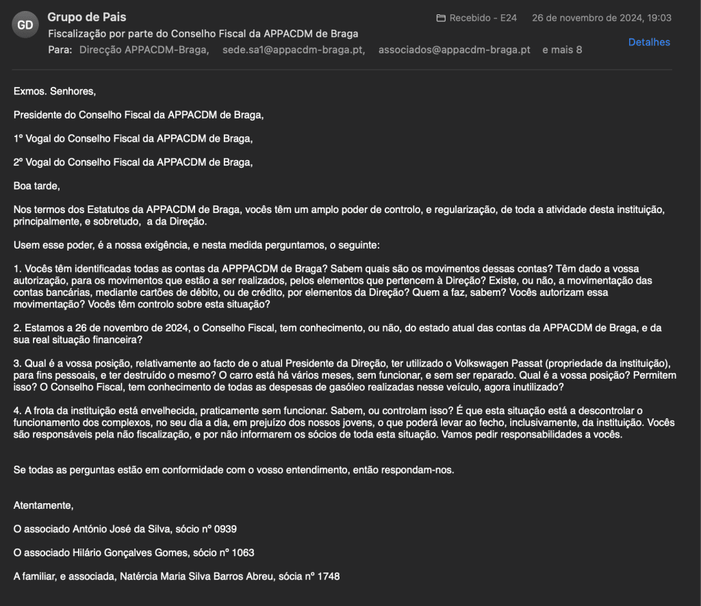 APPACDM Braga 25 novembro fiscal