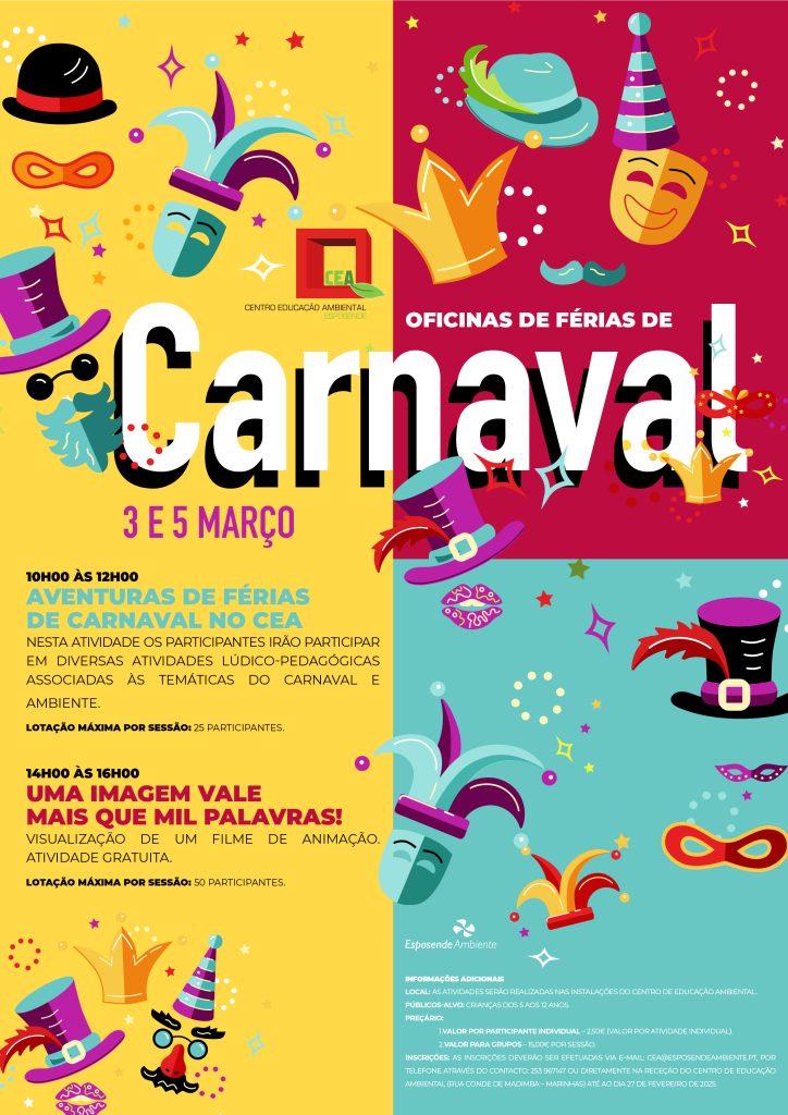 Esposende: Centro de Educação Ambiental promove "Oficinas de Férias de Carnaval" OficinasCarnavalCEA2025