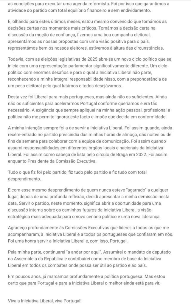 Rui Rocha demite-se da liderança da Iniciativa Liberal WhatsApp Image 2025 05 31 at 18.00.42 1
