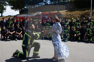 Bombeiros Sapadores de Braga pedido de casamento