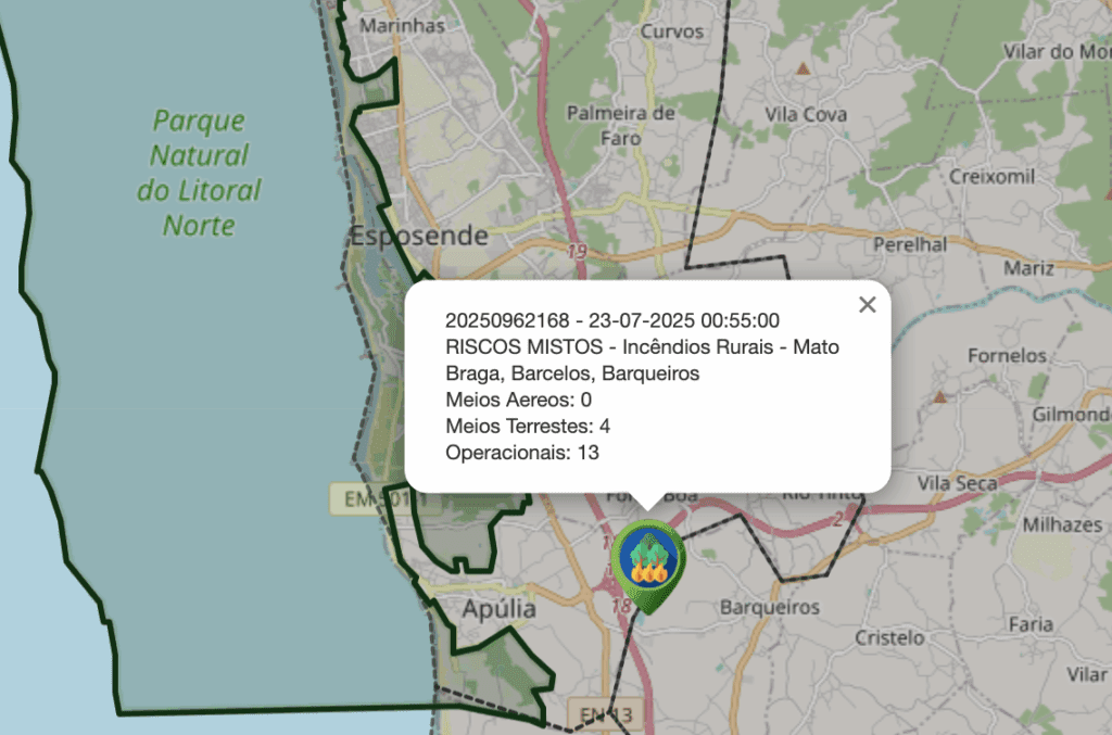 Barcelos: "Fogo posto" origina incêndio em Barqueiros Captura de ecra 2025 07 23 as 03.33.46