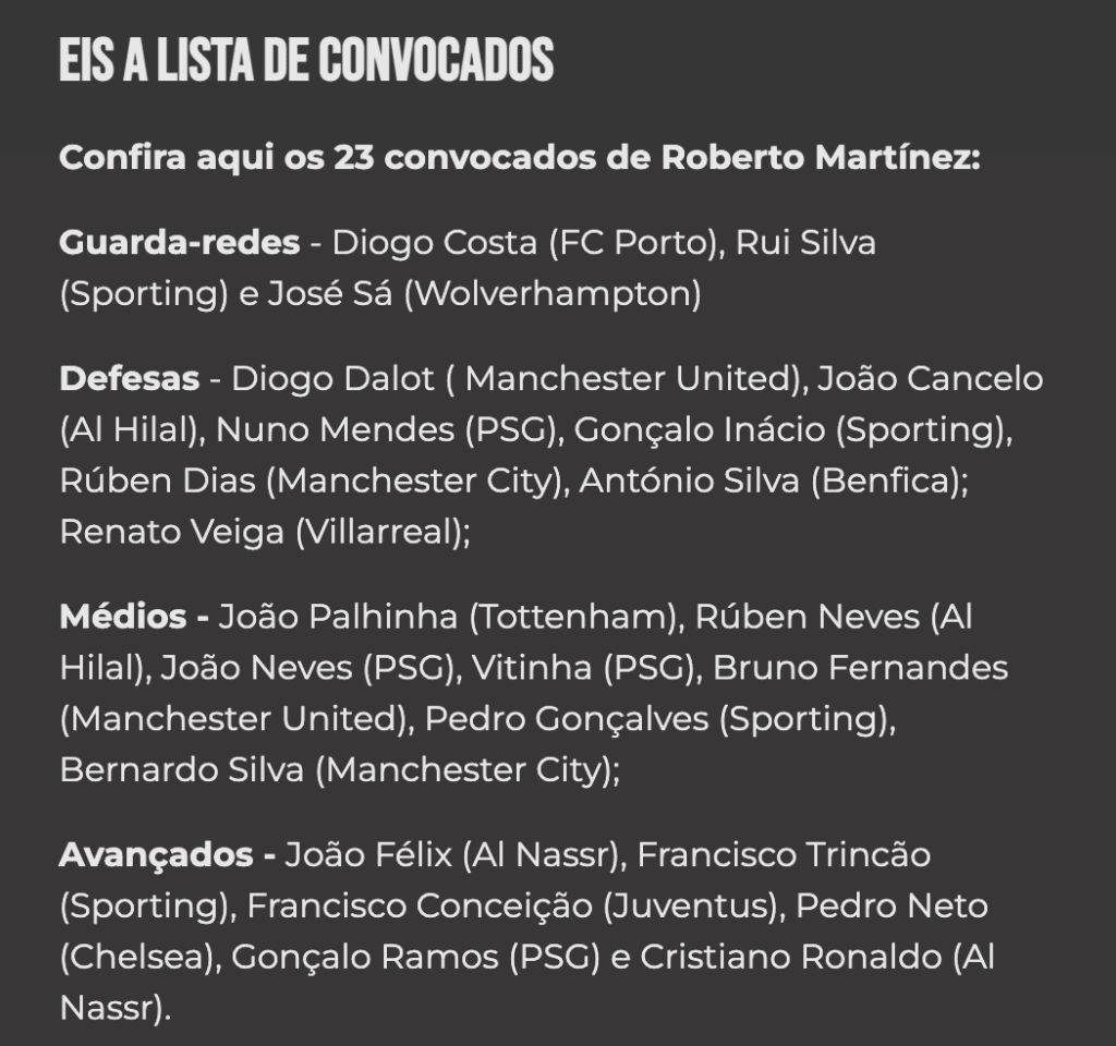 portugal convocados