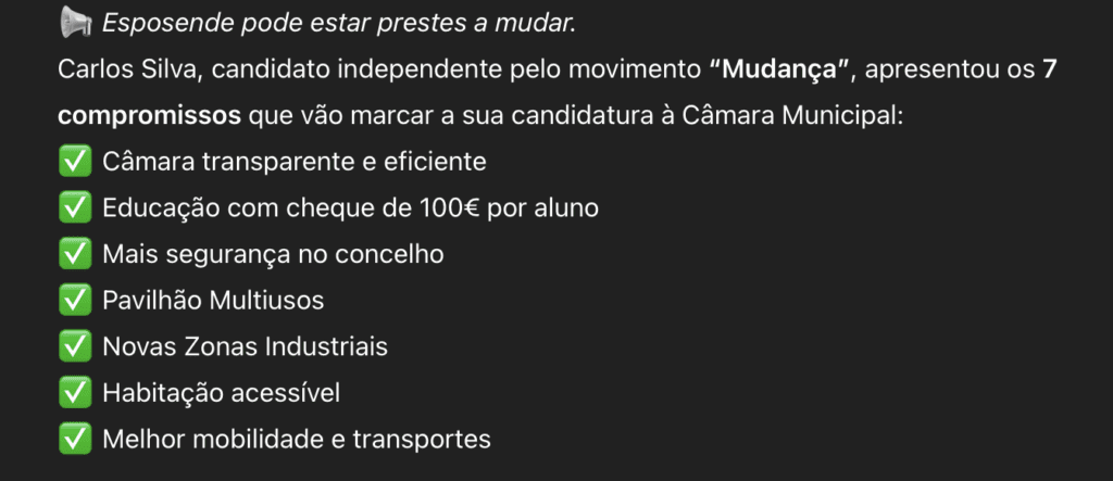 Esposende: Estes são os 7 compromissos de Carlos Silva mudança