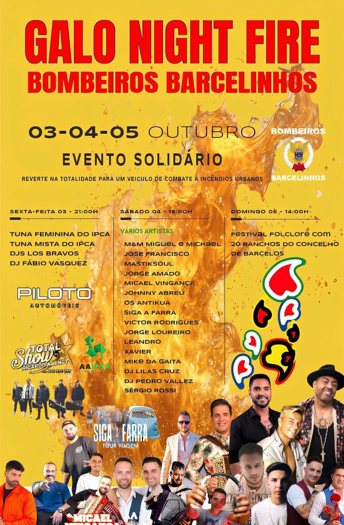 Barcelos: “Galo Night Fire” quer ajudar Bombeiros de Barcelinhos adquirir veículo Barcelinhos bombeiros