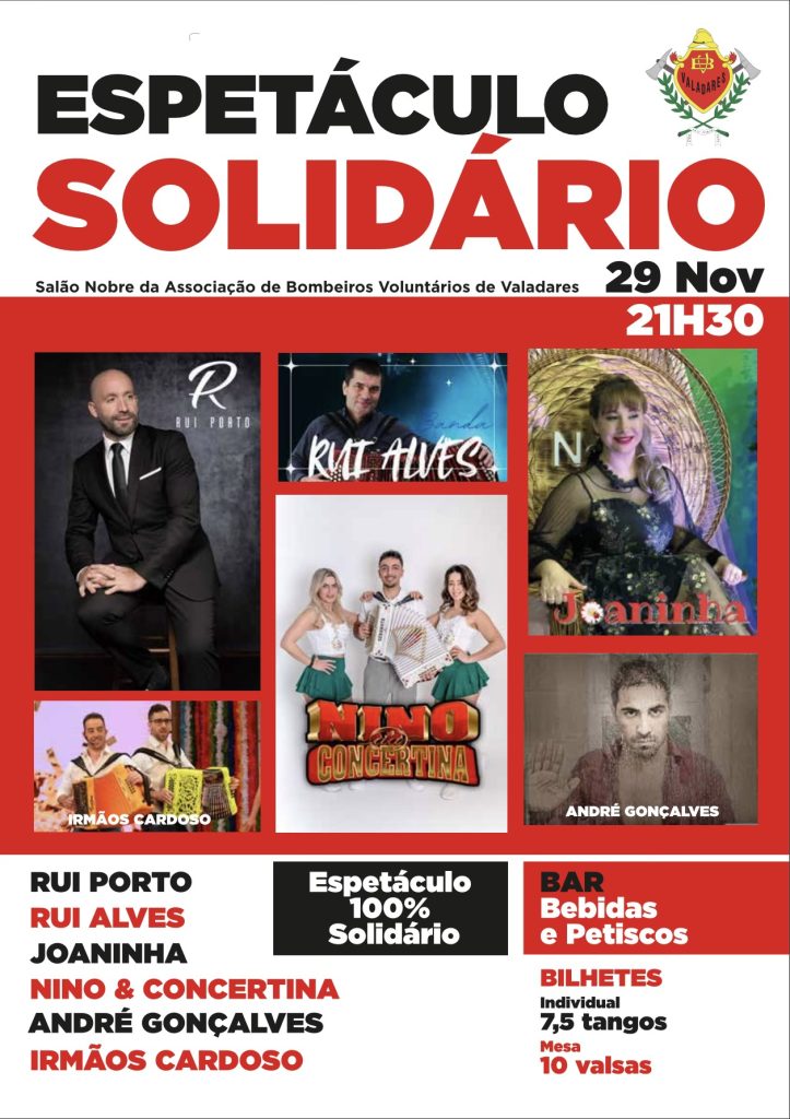 Bombeiros Valadores solidariedade concerto