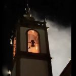 incêndio na torre da igreja da Ucha mobiliza bombeiros em Barcelos minho portugal
