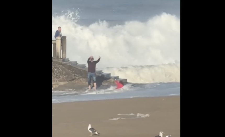 Gaia: Junto ao "Senhor da Pedra". Mulher arrastada pelas ondas (vídeo) Mulher arrastada por ondas gaia senhor da pedra porto