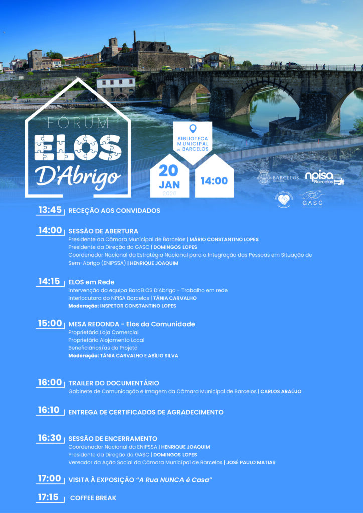Barcelos: Fórum Elos D’Abrigo junta instituições para discutir integração dos sem-abrigo Programa Forum Elos DAbrigo