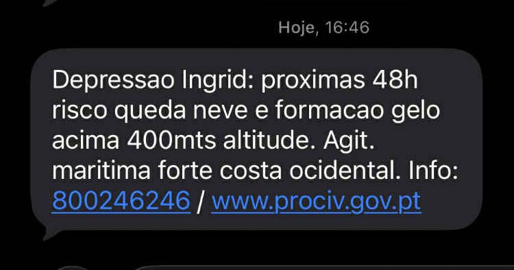 protecao civil alerta sms braga minho ingrid