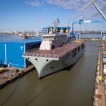 Cerimónia de flutuação do futuro NRP D. João II na Roménia porta dromes marinha portuguesa