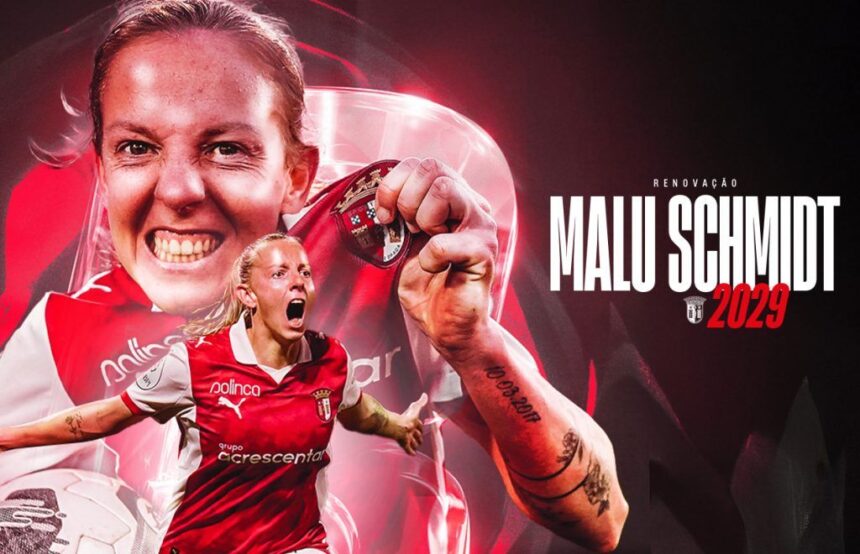 Futebol Feminino Avançada Malu Schmidt renova com o SC Braga até 2029