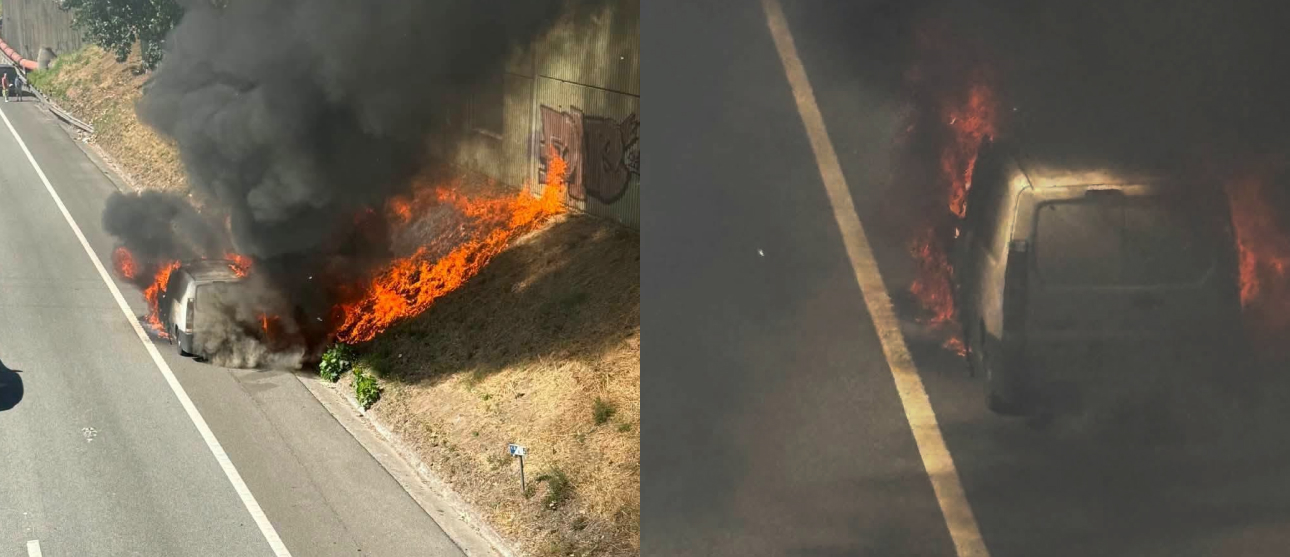 Maia: Carrinha totalmente destruída por incêndio na A3 no sentido Porto-Braga 754825161 1822672695827899 7975982866157839916 n
