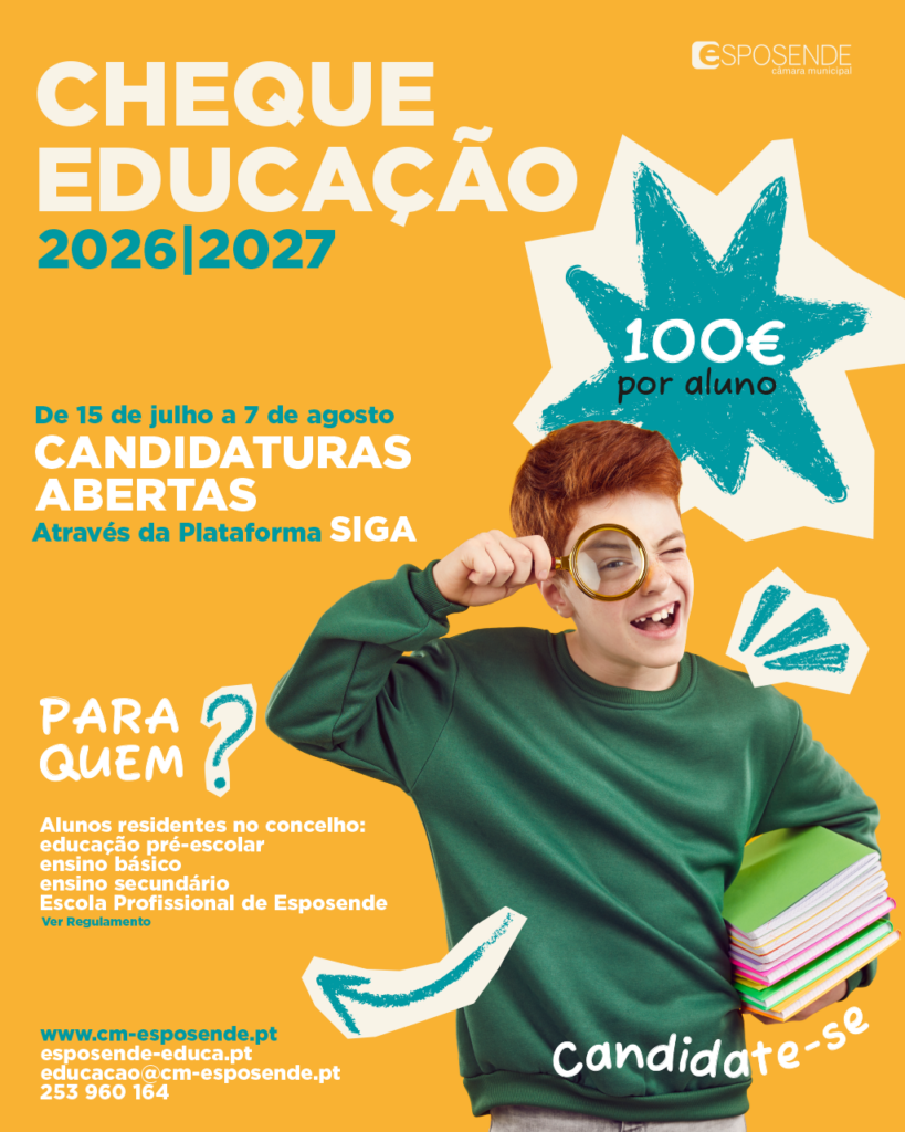 Esposende cria Cheque Educação de 100 euros para apoiar famílias CHEQUE EDU