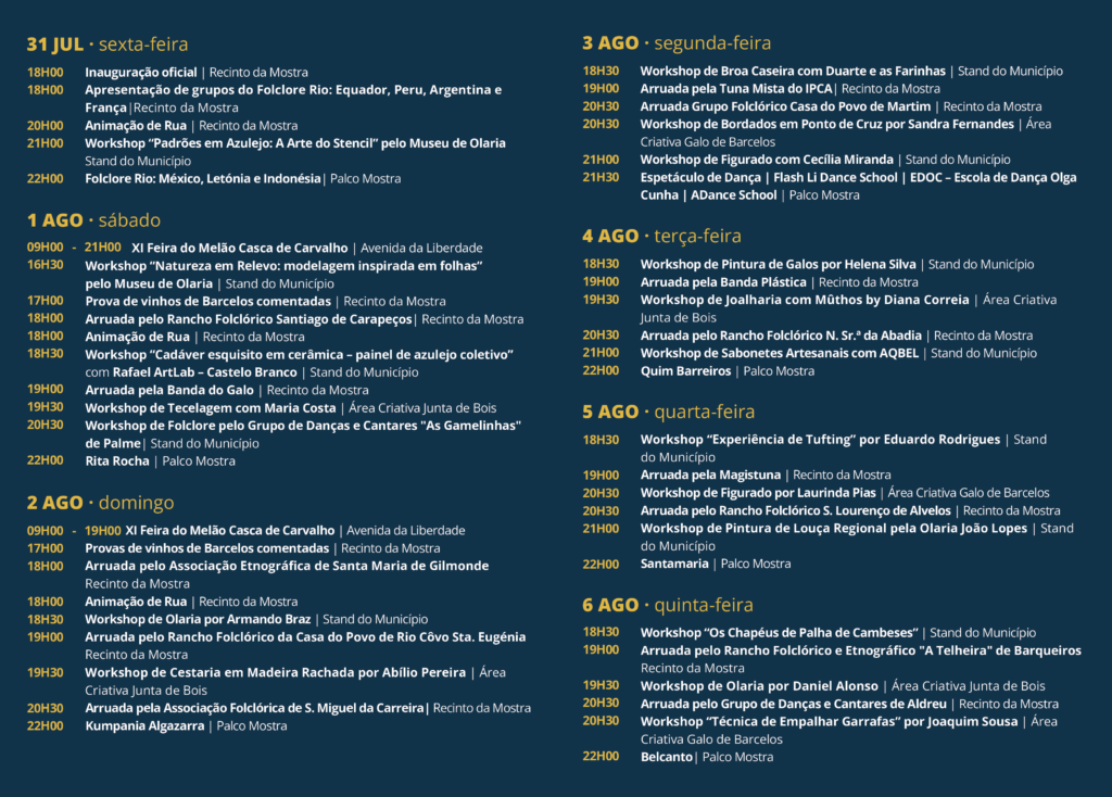 Barcelos recebe a 43.ª Mostra Internacional de Artesanato e Cerâmica Programa 43.a Mostra Internacional 1