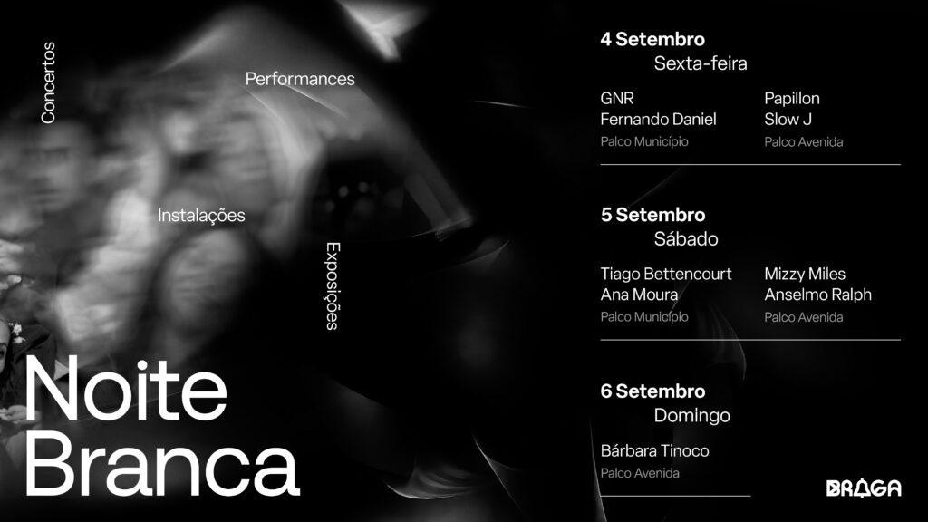 Braga: Ana Moura, GNR, Slow J, Fernando Daniel e Anselmo Ralph são destaques na Noite Branca 2026 NB26 Banner PalcosCidade 16x9 1