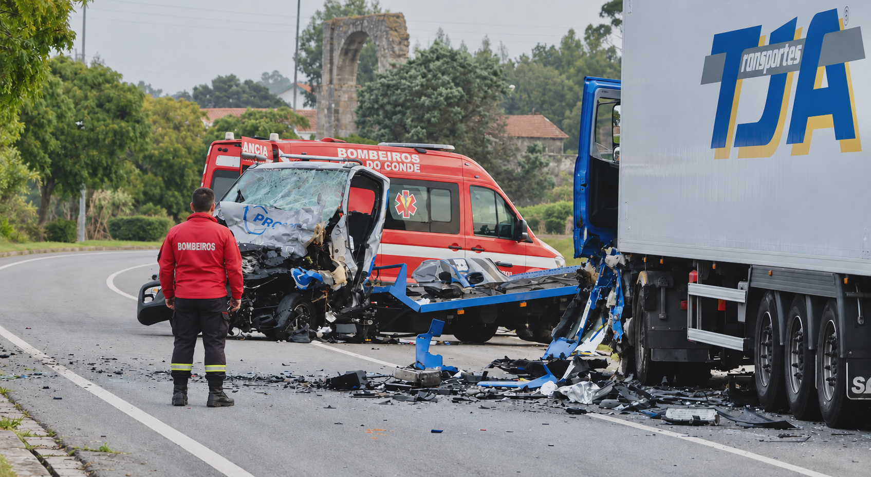 Acidente vila do conde camiao pronto socorro um morto - 1