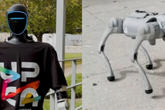 Barcelos Robo humanoide e cao robotico dao as boas vindas aos novos estudantes do IPCA