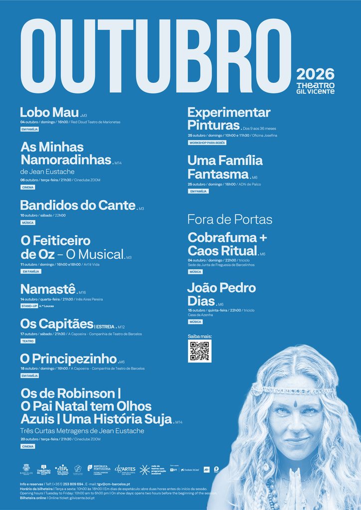 Barcelos: Theatro Gil Vicente apresenta programação eclética para o mês de outubro Cartaz A4 OUT 2026 Cartaz A4 724x1024 1